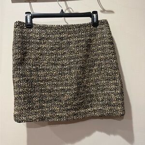 Willi Smith Textured Preppy Black and Tan Mini Skirt